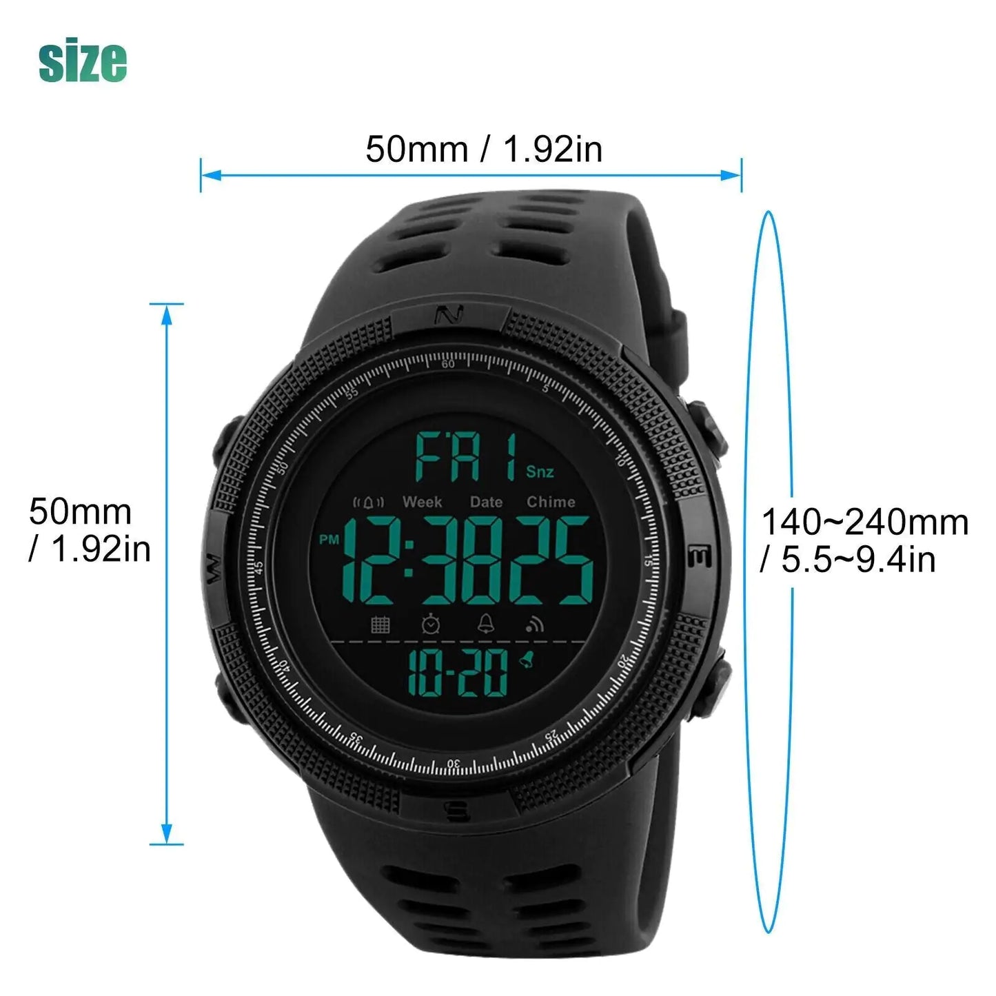 SKMEI Unisex Digital Military Sport Analog Waterproof Watch