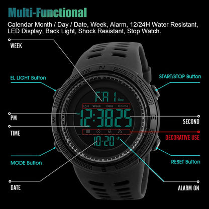 SKMEI Unisex Digital Military Sport Analog Waterproof Watch